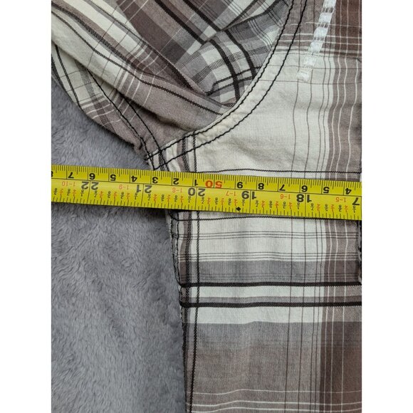 BKE Button Up Shirt Mens Medium Brown Plaid Pearl Snap Athletic Fit Western - Picture 7 of 10